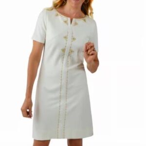 Elegant White Studded Women's Dress Size XL